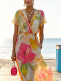 Women's Fashion Floral Art Print Casual Stylish Long Sleeve Comfortable Dress