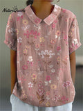 Women's FloralPrint Casual Cotton And Linen Shirt