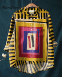 Abstract Painting Art Cotton and Linen Casual Shirt
