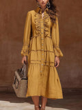 Stylish Ruffled Linen And Cotton Dress