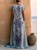Bohemian Floral-print Linen And Cotton Maxi Dress
