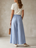 Cozy Casual Pleated Cotton-linen Wide-leg Pants