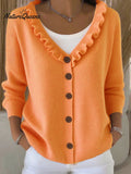 Women's Lace V-Neck Button Knitted Cardigan Sweater