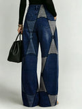 Women's Retro Pattern Printed Stylish Cutout Casual Denim Jeans