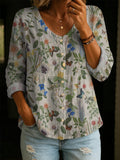 Art-inspired Botanical Print Women's Cotton Shirt — An Elegant, Casual, Versatile, And Soft Cotton Top