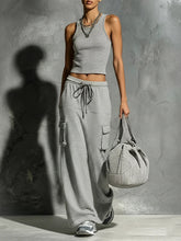 Casual Striped Cotton Vest And Pants Two-piece Set