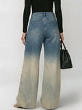 Women's Gradient Print High-waisted Loose-fit Wide-leg Jeans