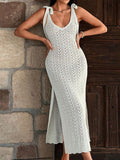Women's Knit Hollow-out Spaghetti Strap Long Dress