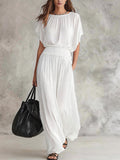 Women's Solid-color Elegant Waist-cinching Chiffon Maxi Dress