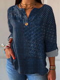 Women's Retro Ethnic Art Pattern Print Casual Cotton Linen Shirt