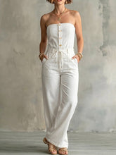 Women's Strapless Sleeveless Drawstring Jumpsuit