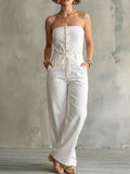 Women's Strapless Sleeveless Drawstring Jumpsuit