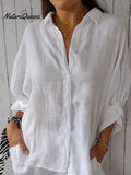 Women'sCotton & LinenCasual Tie-backShirt
