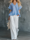 Cozy Ruffled Cotton Shirt Top