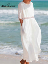 Cotton And Linen Embroidered Loose Dress