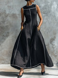 Women's Round-neck Sleeveless Loose-fit Casual Cotton-linen Dress