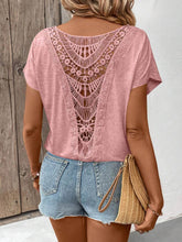 Women's Solid-color Round-neck Short-sleeve Top — Casual Loose-fit With Lace Splicing