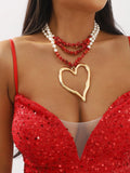 Bohemian Multi-layered Large Heart Beaded Necklace