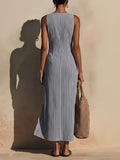 Women's Striped Sleeveless Business Suit Dress