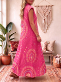 Bohemian Floral Print Cotton-linen Dress