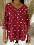 Women's Heart Casual Washed Denim Cotton Top
