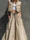 Cropped Cargo Vest + High-waisted A-line Cargo Skirt Co-ord