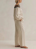 Women's Loose-fit Linen Off-shoulder Set
