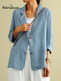 Cotton And Linen Spring Summer Long Sleeve Casual Jacket