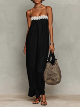 Retro Lace-trimmed Cotton-linen Maxi Slip Dress
