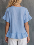 Cozy Ruffled Cotton Shirt Top