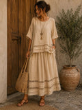 Women's Embroidered Cotton-linen Casual Top