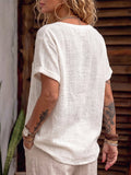 Casual Cozy V-neck Cotton-linen Shirt Top