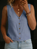 Women's Linen V-neck Sleeveless Top