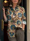 Women's Colorful Flowers Print Shirt