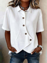 Women's Casual Solid-Color Asymmetrical Shirt
