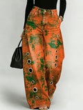 Colorful Graffiti Decorative Patterns Women's Casual Denim Pants