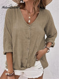 Casual V-neck Pullover Short-sleeved Blouse