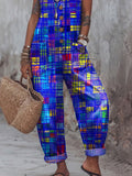 Women's Vintage Geometry Art Print Casual Jumpsuit