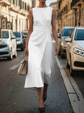 Women's Solid-color Round-neck Sleeveless Loose Casual Dress