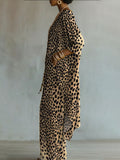 Elegant Artistic Leopard Print Two-piece Set