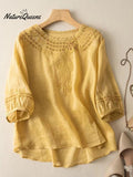 Embroidered Art Retro Half Sleeve Shirt