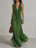 Women's Long Dress With Ruffle Trim