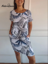 Women's Cotton and Linen Round Neck Printed Dress