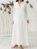 Casual Solid Color Loose Cotton Linen Dress
