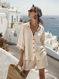 Women'S Casual Shirt And Shorts Set