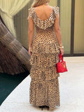 Women's Retro Polka Dot Art Casual Ruffled Stylish Fashion Long Dress