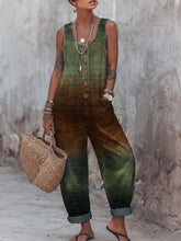 Women's Vintage Art Print Casual Jumpsuit