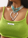 Bohemian Multi-layered Large Heart Beaded Necklace