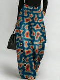 Women's Vintage Geometric Art Print Casual Fashion Cutout Jeans