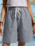 Women's Pure Color Cotton Casual Shorts